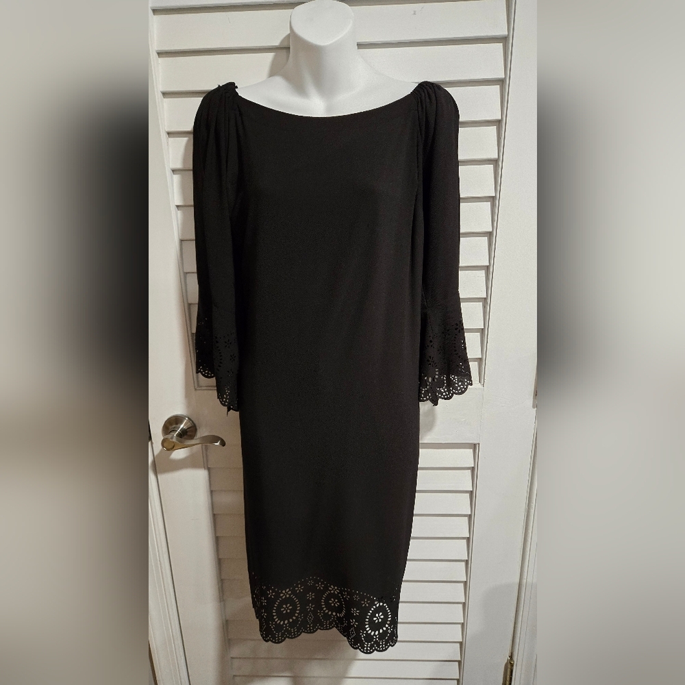 Plus Size Elegant Black Lace Trim Dress